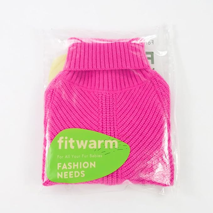 Fitwarm Valentines Dog Turtleneck Sweater, Dog Winter Clothes for Small Dogs Girl, Knitted Pet Coat, Cat Outfit, Hot Pink, XS