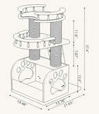 Modern Cat Tree, Solid Wooden Cats Tower, 37" Luxury Cats Trees Condo for Large Cat, Multi-Level Cat Tree Tower Natural Cat House Furniture, with Scratching Posts, Removable Washable Cushions