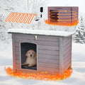 Heated Dog House Outdoor,Anti Bite Iron Frame Dog Kennel with Adjustable Temperature and Time,Insulated Weatherproof Outside Shelter for Feral Animal (Grey, M)