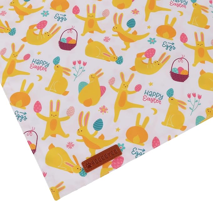 ADOGGYGO Easter Dog Bandanas, Bunny Egg Print Puppy Scarf, Premium Fabric, Adjustable Fit Happy Easter Bandanas for Small Dogs (Small)