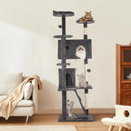 Cat Tree 69.3 inches Cat Tower for Indoor Cats Cat House with Replaceable and Removable Dangling Ball Cat Trees and Towers with Funny Toys, Light Gray