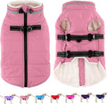 Dogcheer Dog Coat with Harness, Waterproof Dog Jacket Adjustable Winter Coat with Zipper, Christmas Puppy Snow Jacket Fleece Sweater for Small Medium Large Dogs - Light Pink M
