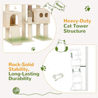 Globlazer 82" Extra Large Cat Tree for Big Cats, Heavy Duty Cat Tree for Multi-Cat Household, Maine Coon Cat Tree with 3 Condos, 2 Hammocks, 3 Perches & Scratching Board, S82D, Beige