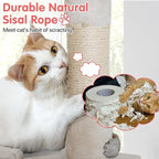 Cat Tree, 36 Inches Indoor Cat Tree Tower Condo, Natural Sisal Cat Scratching Post with Cozy Bed, Small Cats Tree for Kittens, Soft Perch & Cute Toys, Beige