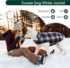 Kuoser Reversible Dog Jacket, Warm Winter Coat for Medium & Large Dogs, Warm Windproof Pet Cold Weather Clothes, Blue XL