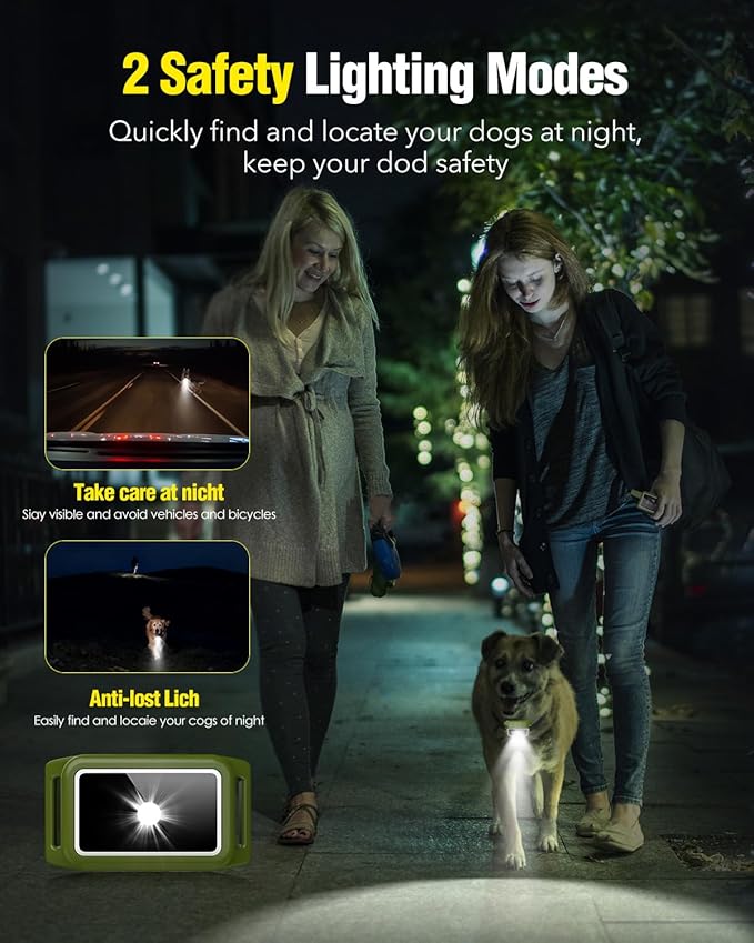 Dog Training Collar - 3300Ft Dog Shock Collar with Remote Control for Small Medium Large Dogs, LED Light IPX7 Waterproof Electric Collar with Beep Vibration Shock & Safety Lock