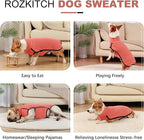ROZKITCH Dog Winter Coat Soft Pullover Pajamas, Pet Windproof Warm Cold Weather Jacket Vest Cozy Jumpsuit Apparel Outfit Clothes for Small Medium Large Giant Walking Hiking Travel Orange M