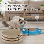 DFQ Cat Scratching Board for Replacement, Heavy-Duty Reinforced Version,Round Scratcher with Grooves, Corrugated Cardboard for Indoor Bored Cat- 3 Count