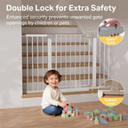 Cumbor 29.7–51.5" Extra Wide Baby Gate for Stairs, Pressure-Mounted Dog Gates for Doorways & Hallways, Auto-Close Walk-Through, No-Trip Design, Child Proof Safety, Dog/Pet Gate for Indoor Use, Silver