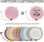 Personalized Cat Scratcher Mat, Customized with Name Text Natural Cotton Rope Round Horizontal Cat Scratching Pads with Ball Toy, Cat Furniture Protector for Wall, Couch, Carpets, Sofa (Pink)