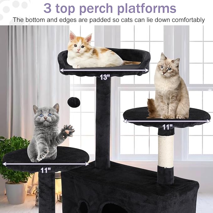 Cat Tree 70 Inches Cat Tower for Indoor Cats Multi-Level Cat Condo with Litter Box Enclosure,Scratching Posts for Indoor Cats (Dark Gray)