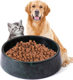 Green Marble Dog Bowl, Non-Slip Dog Food Water Bowl, Large Weighted Stone Dish, Natural Marble Heavy Pet Bowl, Easy to Clean, Gifts for Cat Lovers, Perfect Cat Dog Gifts, Holds 6 Cups(6 lbs)