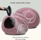 MEOWFIA Cat Cave – Premium Felt Cat Bed for Indoor Cats, Handmade Merino Wool (Gold Rose, Large)