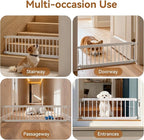Short Dog Gate,18"-45" Adjustable Extra Wide Metal Short Dog Gate to Step Over, 18" Tall Small Pet Gate with 3 Extension Kits