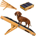 2026 Upgraded Foldable Dog Ramp for Couches, Wooden Small Dog Ramp for Sofa - 4 Adjustable Heights (12"-19"), Portable, Stable & Non-Slip, Walnut