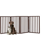 Pet Gate - 4-Panel Indoor Foldable Dog Fence for Stairs, Hallways, or Doorways - 73x24-Inch Freestanding Dog Gates by PETMAKER (Brown)