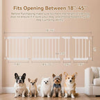 Short Dog Gate,18"-45" Adjustable Extra Wide Metal Short Dog Gate to Step Over, 13" Tall Small Pet Gate with 3 Extension Kits