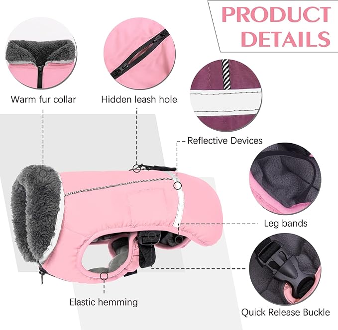 QBLEEV Warm Dog Coat: Reflective Winter Jacket, Thick Fleece Dogsnowsuit, Turtleneck Dog Clothes for Cold Weather & Size XL