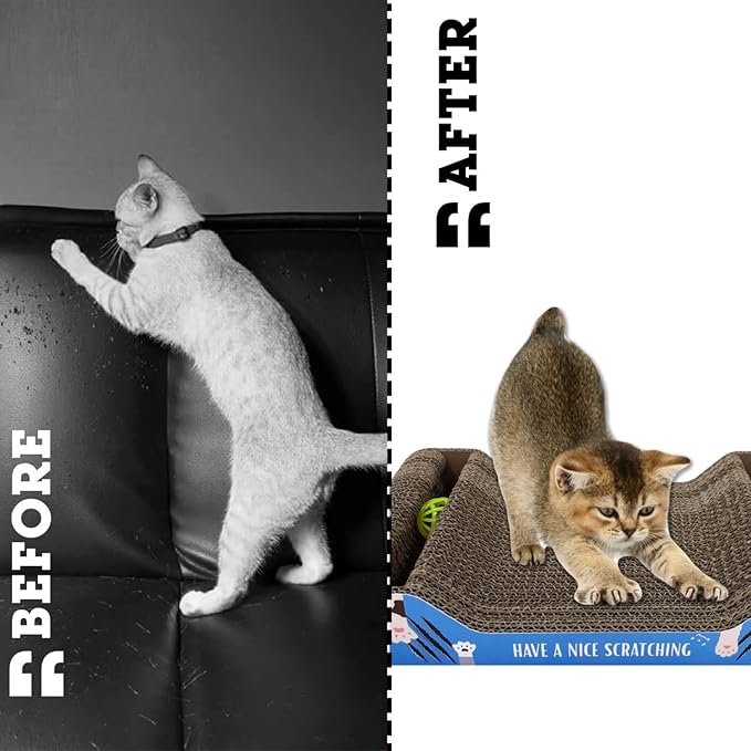 Cat Scratcher Cardboard | Reversible Corrugated Scratch Pad | Eco-Friendly | Durable | for Indoor Cats | Includes Catnip