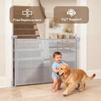 Retractable Safety Baby Gate or Mesh Dog Gate,Durable Portable Mesh Retractable Gate,Easy to Use for Stairs, Doorways, Hallways, Indoor, Outdoor, 33.5" Tall, Up to 45" Wide, Gray