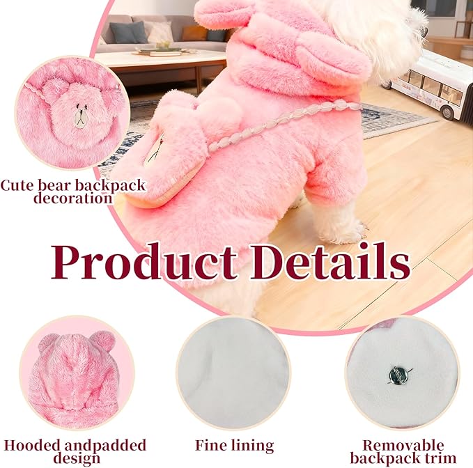Winter Dog Jacket for Small Dogs Clothes for 10 to13 lbs - Warm Dog Fleece Jacket Coat Windproof Hoodie Dogs Coat Suitable for Winter Puppy Jacket