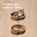 Cat Scratcher Lounge Bed, Collapsible Magic Organ Cardboard Cat Bed, Round Cat Scratching Bed Nest for Indoor Big Large Kitty Kitten Cats