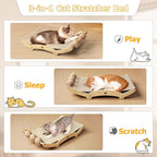 Extra-Larger Sisal Cat Scratcher Bed with Ball, 3-in-1 Cat Scratching Pad with Hammock, Natural Sisal with Solid Wood Frame Cat Scratch Post for Indoor Cats Lounger & Sleep & Scratch(Natural)