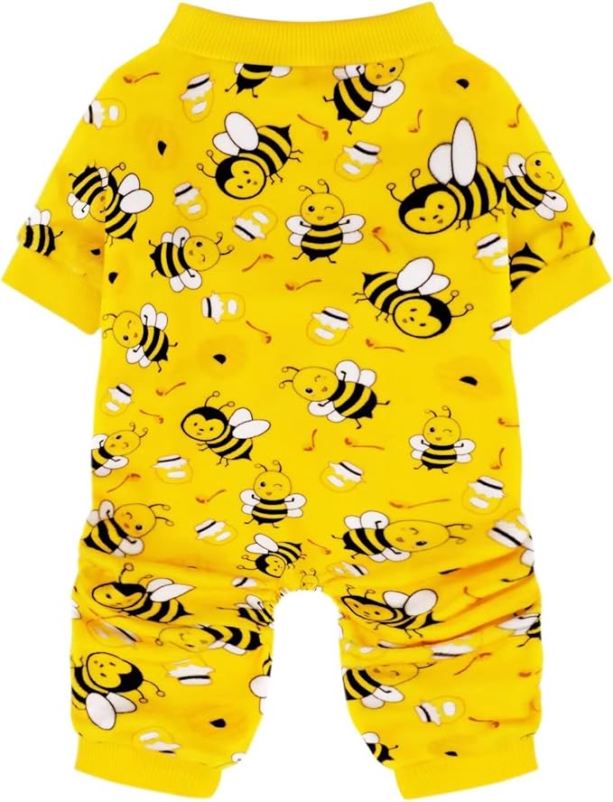 Paiaite Dog Pajamas Onesie: Comfortable Four-Legged Apparel for Small, Medium, & Large Dogs, Polyester Material for Comfort, Wrinkle Resistance, Moisture Wicking, Stretchiness Cute Bee XL