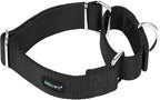 Mikivery Martingale Dog Collar Nylon Adjustable and Safety Training Colourful Comfortable Metal Buckle Pet Collars for Small Medium and Large Dogs(Black,L)