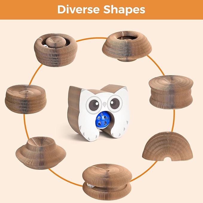 2-Pack Magic Organ Cat Scratcher, Cardboard Cat Toy with Interactive Ball Track, Foldable Cat Toy Cardboard Ring for Indoor Multi-Cat Homes, Kitten Fun Intelligence Exercise & Furniture Protection
