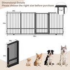 Full Metal Freestanding Dog Gate with Door, 32''Height Foldable Pet Dog Fence for Indoor & Outdoor, 4 Panels Extra Wide Free Standing TallDog Gates for Doorways,House,Stairs,Porch,Deck,Yard