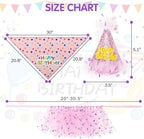SCENEREAL Dog Birthday Bandana with Hat and Dress Girl Set, Large Dog Birthday Party Supplies, Cute Pink Tutu Skirt Outfit for Medium Large Dogs
