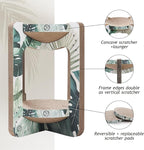 Necoichi Cat Scratcher Tower for Indoor Cats - Cat Scratching Post Lounger with Reversible Usability and Extra Comfort for Lounge, Cardboard Bed Couch / (Regular, Oak)