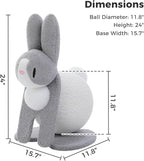 Cute Cat Scratcher- Bunny Style, Cat Scratching Post with Paper Rope, Extra Large Cat Scratch Ball (Ø11.8) for Indoor Kitten, Rabbit Scratch Ball for Kitty to Climb & Play, Gray