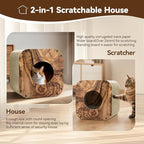 Cat Scratcher House, Cozy Cardboard Design, Safe and Secure for Kittens, Eco-Friendly, Wood Grain (Square)