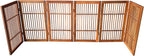 Urnporium Pet Dog Gate Freestanding, Strong Durable Folding Wooden Fence, Portable Acacia Hardwood Safety Barrier for Indoor & Outdoor Use (Brown Pet Gate, 6 Panel 30" Tall)