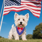 ADOGGYGO American Flag Dog Tuxedo Bandana, Red Blue Pet Tux with Bowtie Adjustable 4th of Julty Bandana Costume for Small Dogs Pets (S)