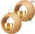 2 Pcs Shopkeepers Bell for Door Opening, Magnetic Wood Doorbell Chime When Door Opens, Magnetic Doorbell for Cafe Glass Doors Store Entrance, Housewarming Gift(Round,2.95 x 2.95 Inches)