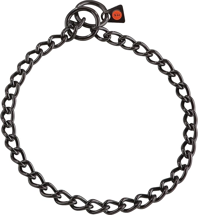 Dogline Herm Sprenger Black Stainless Steel Choke Dog Training Collar No-Pull Slip Chain for Small Medium Large Dogs for Easy Control Show Chain Made in Germany 3mm 20in (50cm)