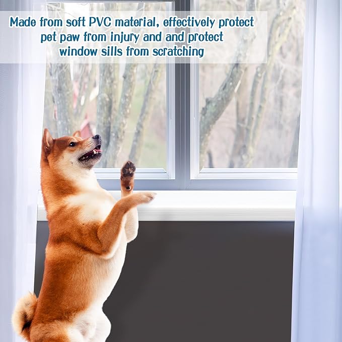 2 Rolls Dog Cat Scratching Window Sill Protector - 5.5 in x 6.6 Ft L-Shape Rubber Window Sill Cover Window Sill Guard Protector for Pet Cat Claw Scratching Chewing, White