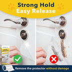 PROTECTO Cat & Dog Scratch Door Protector with Utility Knife - 60" x 8" Clear Wall Protector for Pet Scratching - Sticky and Self-Adhesive Deterrent Vinyl Surface - Easy Customization & Installation
