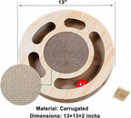 Cat Toy 3in 1 Kitten Puzzles Toys for Bored Indoor Cats with Cardboard and 2 Bell Balls Round Cats Scratcher