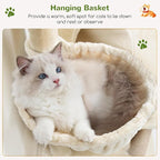 Globlazer 81" Cat Tree Tower for Large Cats, Heavy Duty Cat Tree for 6 Maine Coons & Ragdolls, Multi-Level Stable Activity Center with 3 Hammocks 7 Sisal Posts 2 Condos & Scratching Board, F81D, Beige