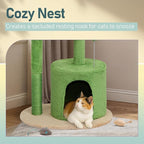 Cat Tree, 33" Multi-Level Cloud Cat Tree Tower with Cozy Padded Bed & Large Condo for All Sized Cats, Featuring Scratching Posts, Viewing Perch & Toys, Stable Small Cat Tower (Lavender)