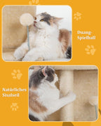 Small Cat Tree Tower for Large Cat, Cat Bed House with Large Perch for Adult Cats, 20 * 16.5 Inch Big Platform for Indoor with Super Cozy Soft Mat, Large Cat Condo with Scratching Post, Beige