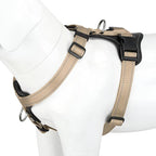 Plutus Pet Adjustable No Pull Dog Harness with Leather Accents, Heavy Duty Reflective Nylon Vest for Training, Hiking, Easy Walk Harness for Small, Medium, Large Dogs (Beige, L)