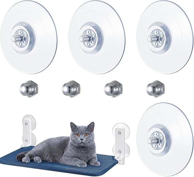 Cat Window Perch Suction Cups, 4 Pcs Clear Strong Cat Window Hammock Suction Cup Replacement for Cats Windows Seat
