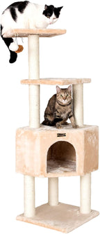 Armarkat 3 Levels Real Wood Cat Tower for Kittens Play 48 Height Beige A4801