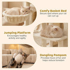 DORTALA Cat Tree for Indoor Cats, 33.5" Cat Tower with 2-Storey Condo, Top Perch, Sisal Scratching Posts, Dangling Ball, Platform, Multi-Level Pet Climbing Furniture Activity Center (Beige)