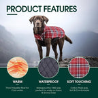 Kuoser Warm Dog Coat, Waterproof Dog Jacket for Extra Large Dogs, Adjustable Durable XXL Doggie Winter Coat Reversible Puppy Cold Weather Apparel from Small to Large Breed, Red XXL